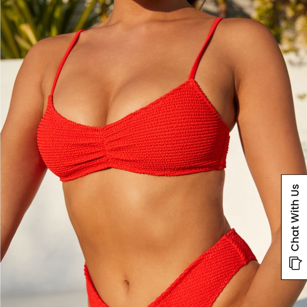 Red Georgia Scrunch Bikini Top size S